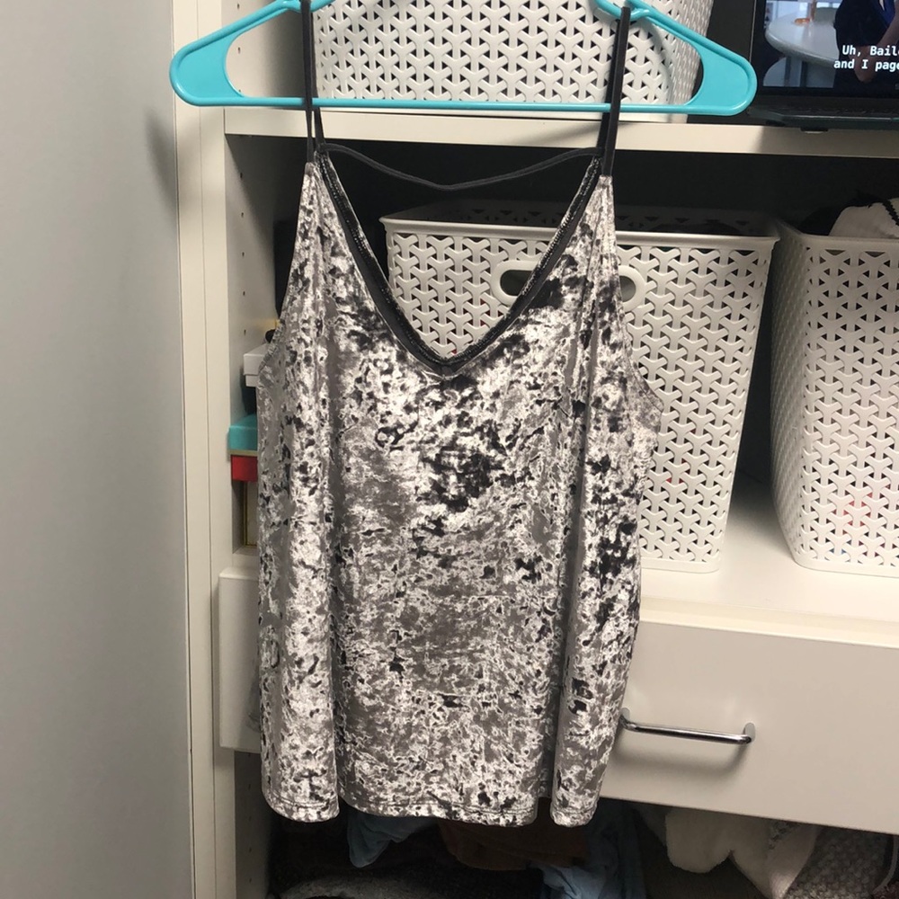 Grey velvet tank